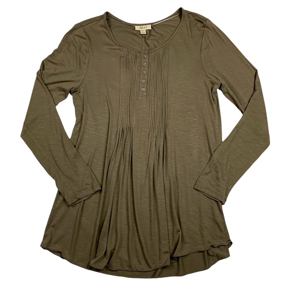 Style & Co. Tops - NWT Style Co Crew Neck Brown Long Sleeve Pleated Front Flowy Shirt Medium